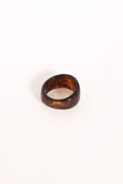 Amber Tortoiseshell Wide Bangle - Acrylic Resin Retro Bracelet