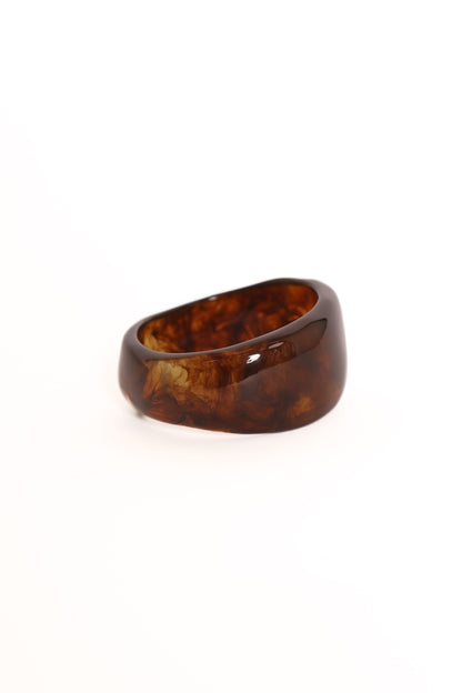 Amber Tortoiseshell Wide Bangle - Acrylic Resin Retro Bracelet